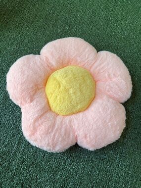 Plush Flower Pillow. - Pink Petals with Yellow Center